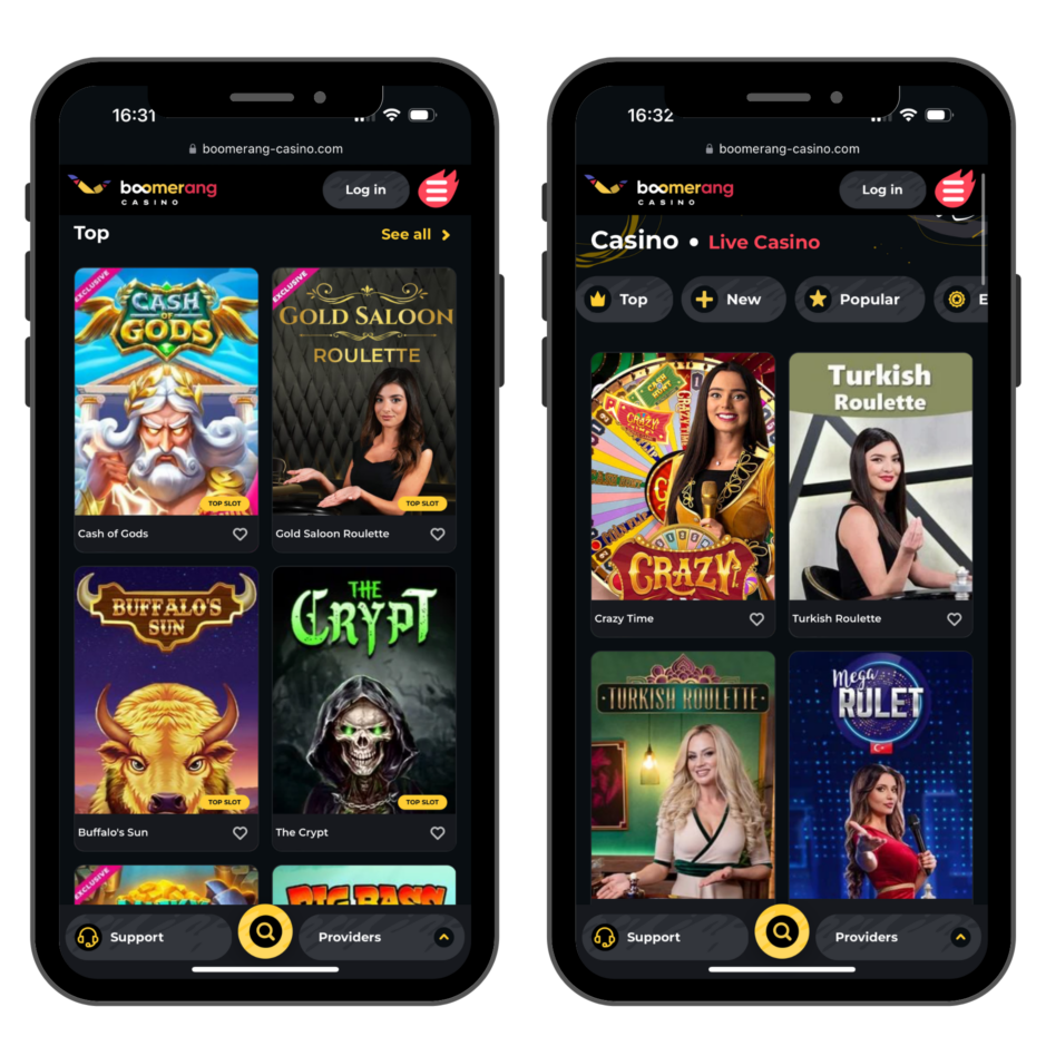 Widok kasyna na telefonie